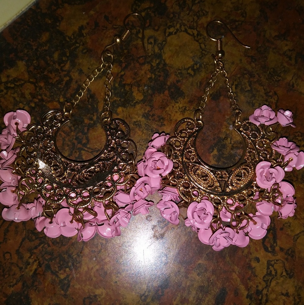 Pink flower Earings